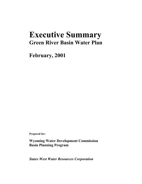 Wyoming Framework Water Plan - Living Rivers Home Page