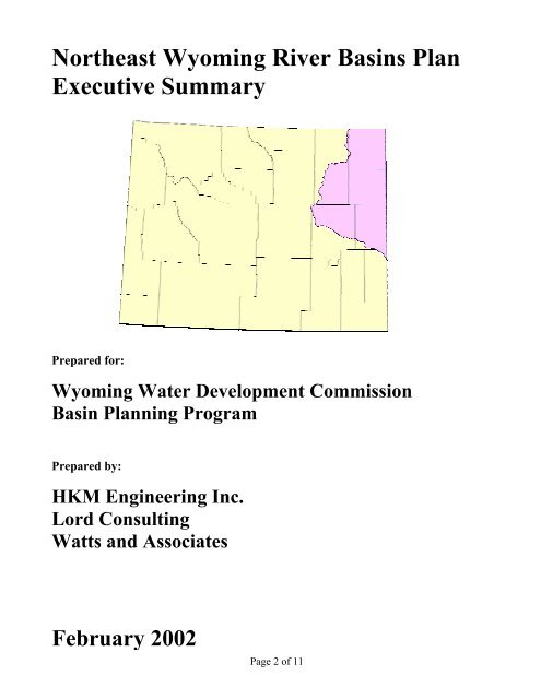 Wyoming Framework Water Plan - Living Rivers Home Page