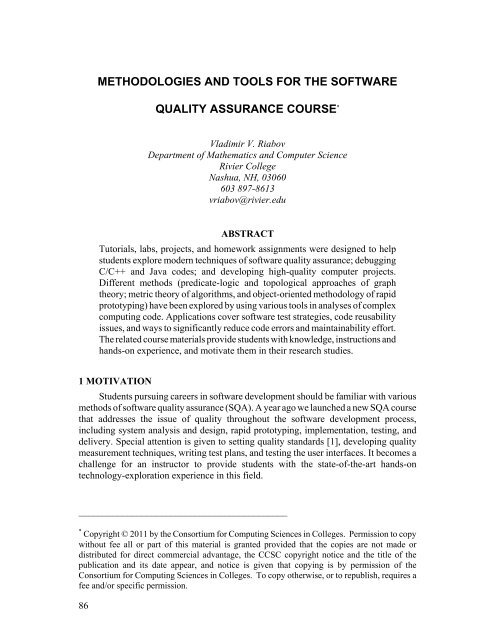 methodologies and tools for the software quality ... - ResearchGate