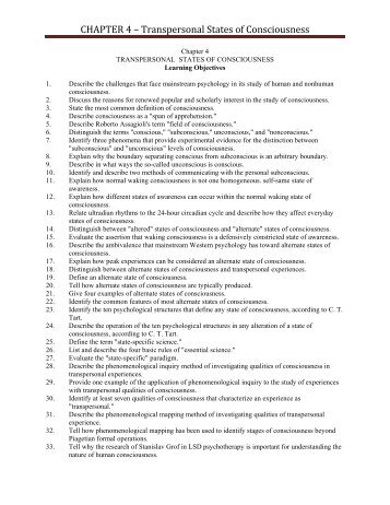 Transpersonal States of Consciousness - Rivier University