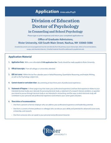 Application for Admission - Rivier University