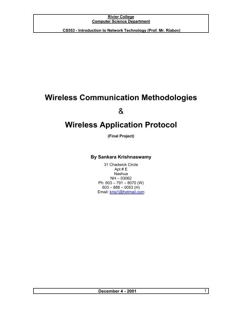 Wireless Application Protocol - Rivier University