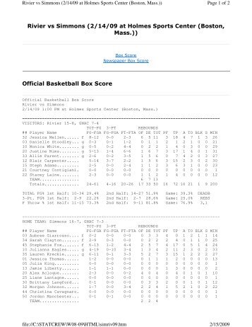 Official Basketball Box Score