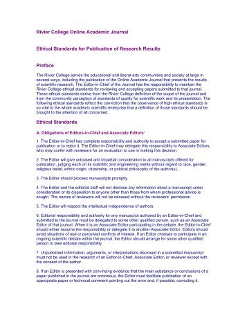 Ethical Standards for Publication of Research Results