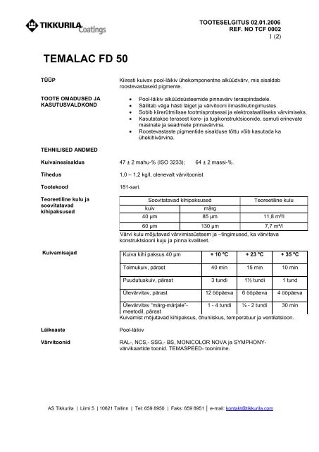 TEMALAC FD 50 - Tikkurila