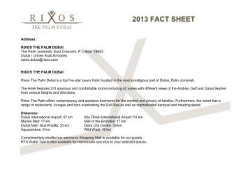 2013 fact sheet - Rixos Hotel