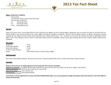 2013 Yaz Fact Sheet - Rixos Hotel