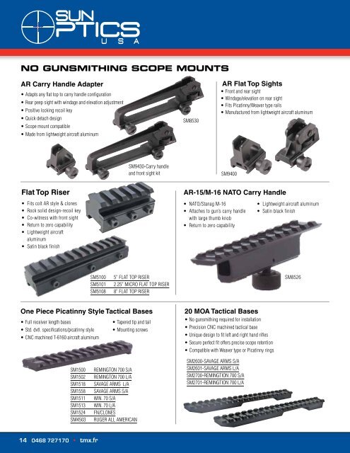 Catalogue Sun Optics USA - Lunettes de Tir, Chasse, Montages, Points Rouges