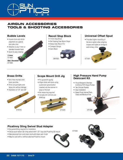 Catalogue Sun Optics USA - Lunettes de Tir, Chasse, Montages, Points Rouges