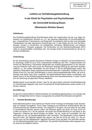 Leitlinie zur Schlafentzugsbehandlung - LVR-Klinikum Essen