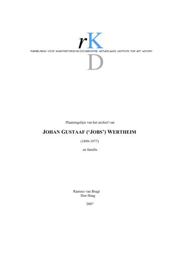 JOHAN GUSTAAF ('JOBS') WERTHEIM - RKD