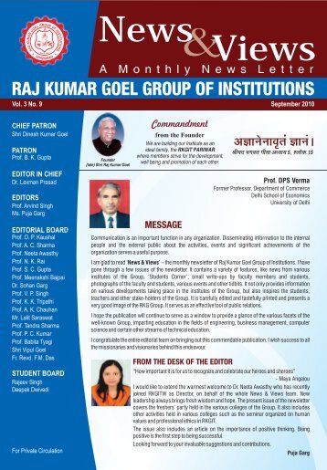 September 2010 - Raj Kumar Goel Institute of Technology, Ghaziabad