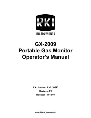 GX-2009 Portable Gas Monitor Operator's Manual - RKI Instruments