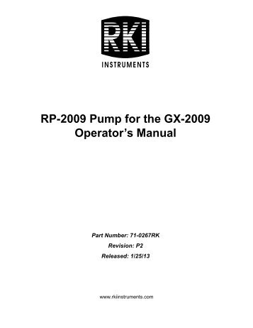 RP-2009 Pump for the GX-2009 Operator's Manual - RKI Instruments