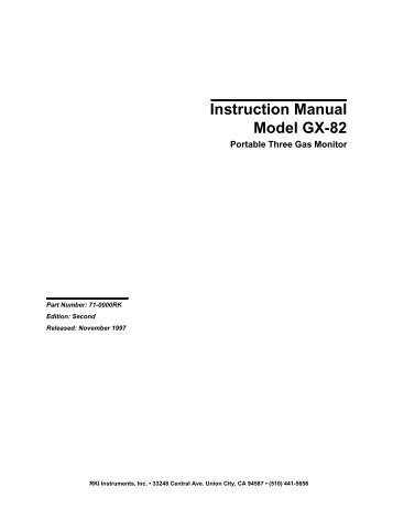 GX-82 Manual (1197) - RKI Instruments