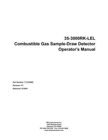35-3000RK-LEL Combustible Gas Sample-Draw ... - RKI Instruments