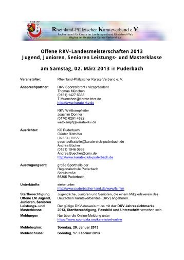 LM RKV - BEIM RHEINLAND-PFÃLZISCHEN KARATE VERBAND eV