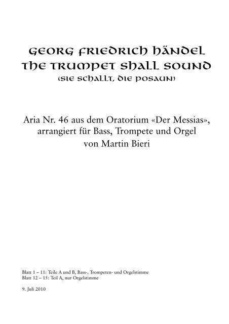Georg Friedrich HÃndel The Trumpet Shall Sound