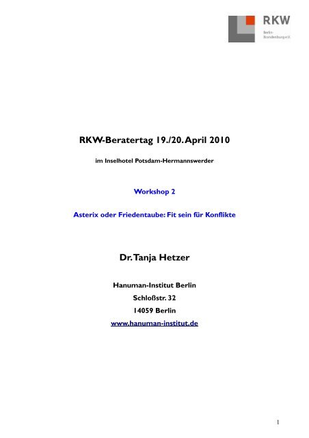 Dr. Tanja Hetzer - RKW Berlin-Brandenburg