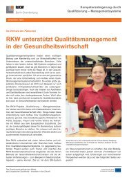 RKW unterstützt Qualitätsmanagement in der Gesundheitswirtschaft