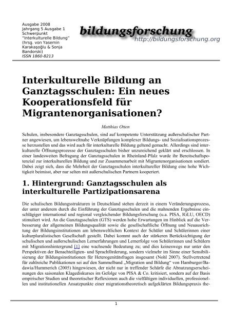 Interkulturelle Bildung an Ganztagsschulen - RKW Kompetenzzentrum