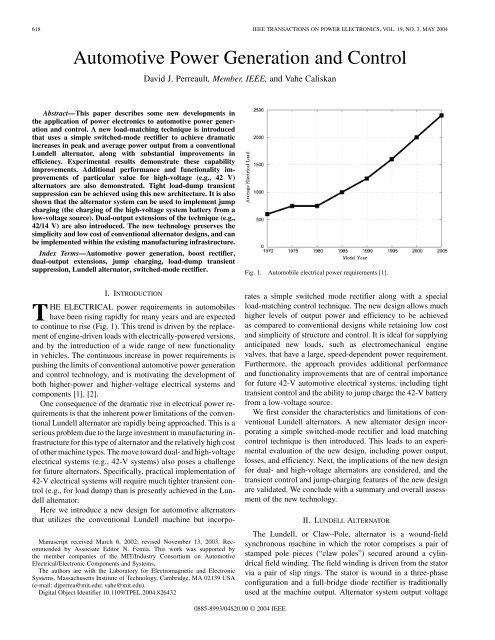 Automotive Power Generation and Control - IEEE Xplore