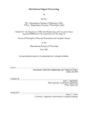 Distributed Signal Processing by Li Lee B.S., Massachusetts Institute ...