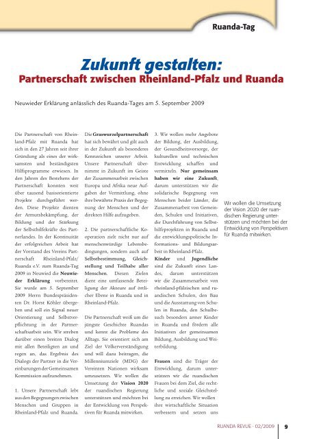 Ruanda Revue 02/2009 - Partnerschaft Ruanda