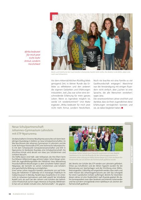 Jugend - Partnerschaft Ruanda