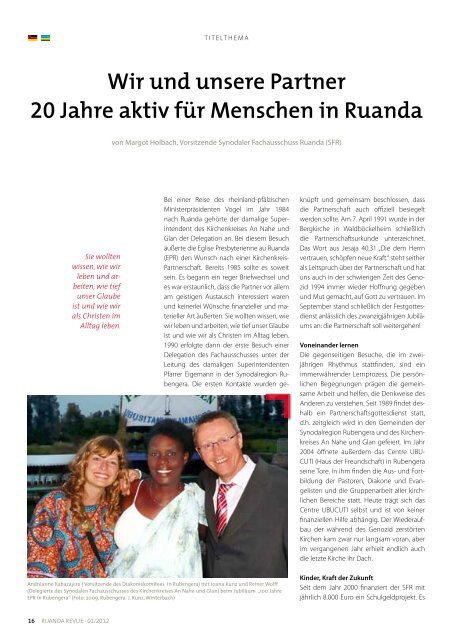30 Jahre Partnerschaft auf AugenhÃ¶he - Partnerschaft Ruanda