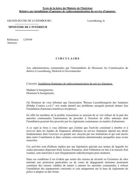 Texte de la lettre du Ministre de l'IntÃ©rieur - RL
