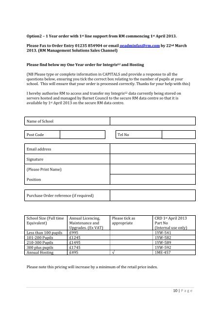 RM Integris Renewal for Barnet Schools 2013 - RM plc