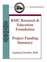 RMC Research & Education Foundation Project Funding Summary