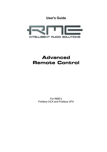 User's Guide Advanced Remote Control - RME