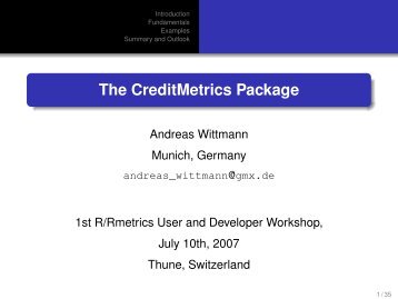 The CreditMetrics Package - Rmetrics