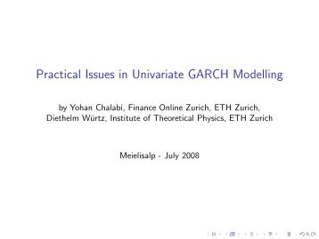 Practical Issues in Univariate GARCH Modelling - Rmetrics