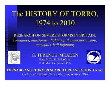 The HISTORY OF TORRO, 1974 to 2010 - Royal Meteorological ...