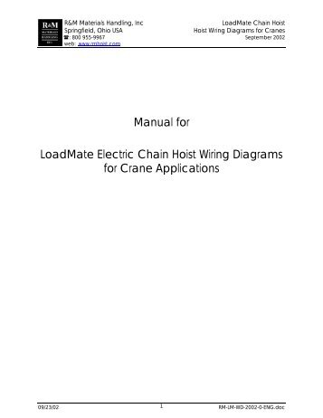 Manual for LoadMate Hoist Wiring Diagrams for Crane Applications