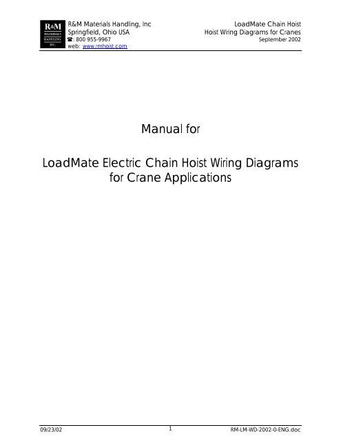 Manual for LoadMate Hoist Wiring Diagrams for Crane Applications