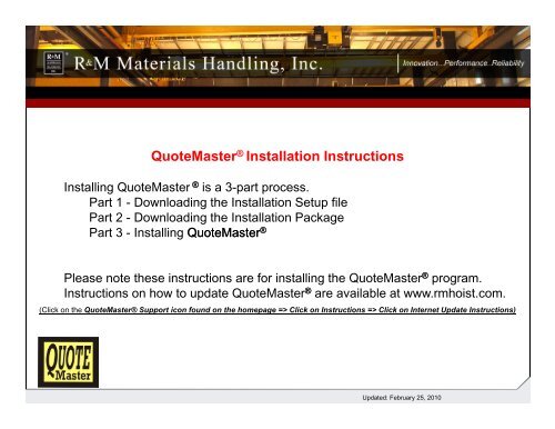 3. Installing QuoteMaster