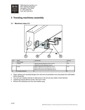 3 Traveling machinery assembly - R&M Materials Handling equipment