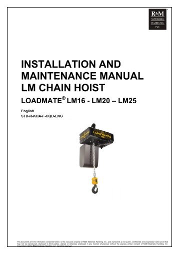 LM16/LM20/LM25 Electric Chain Hoist Installation and Maintenance ...