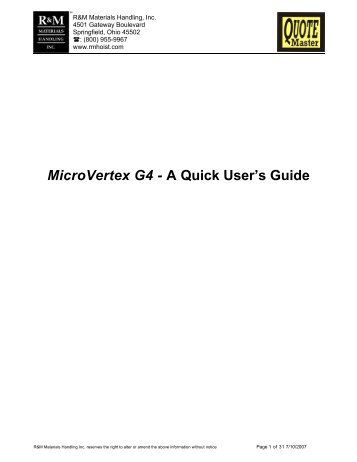 MicroVertex G4 A Quick Users Guide 2007 - R&M Materials ...