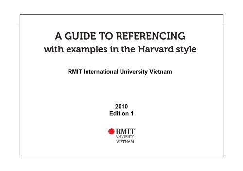 A GUIDE TO REFERENCING with examples in the Harvard style