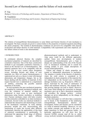 Second Law of thermodynamics and the failure of rock materials