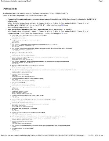 Publication and citation report using SLAC