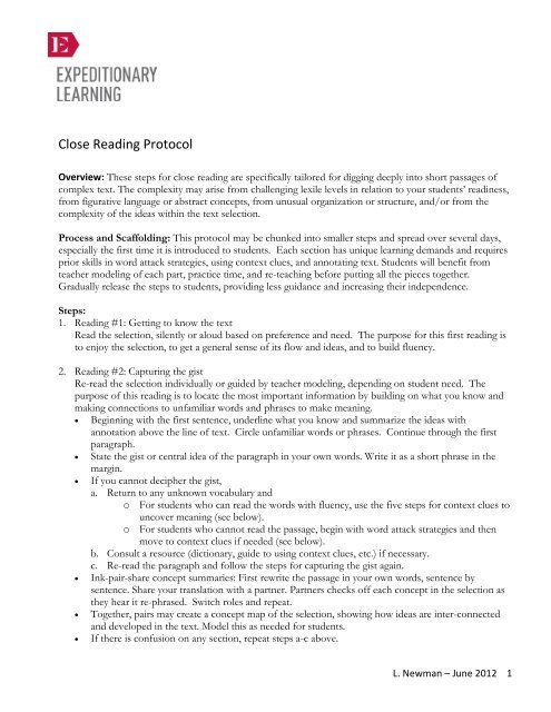 Close Reading Protocol