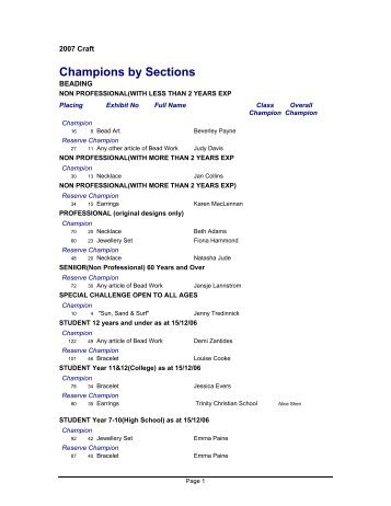 Champions by Sections