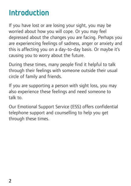 Emotional Support Service leaflet (PDF, 172Kb) - RNIB