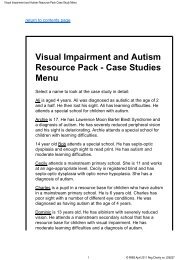 Visual Impairment and Autism Resource Pack - Case Studies ... - RNIB